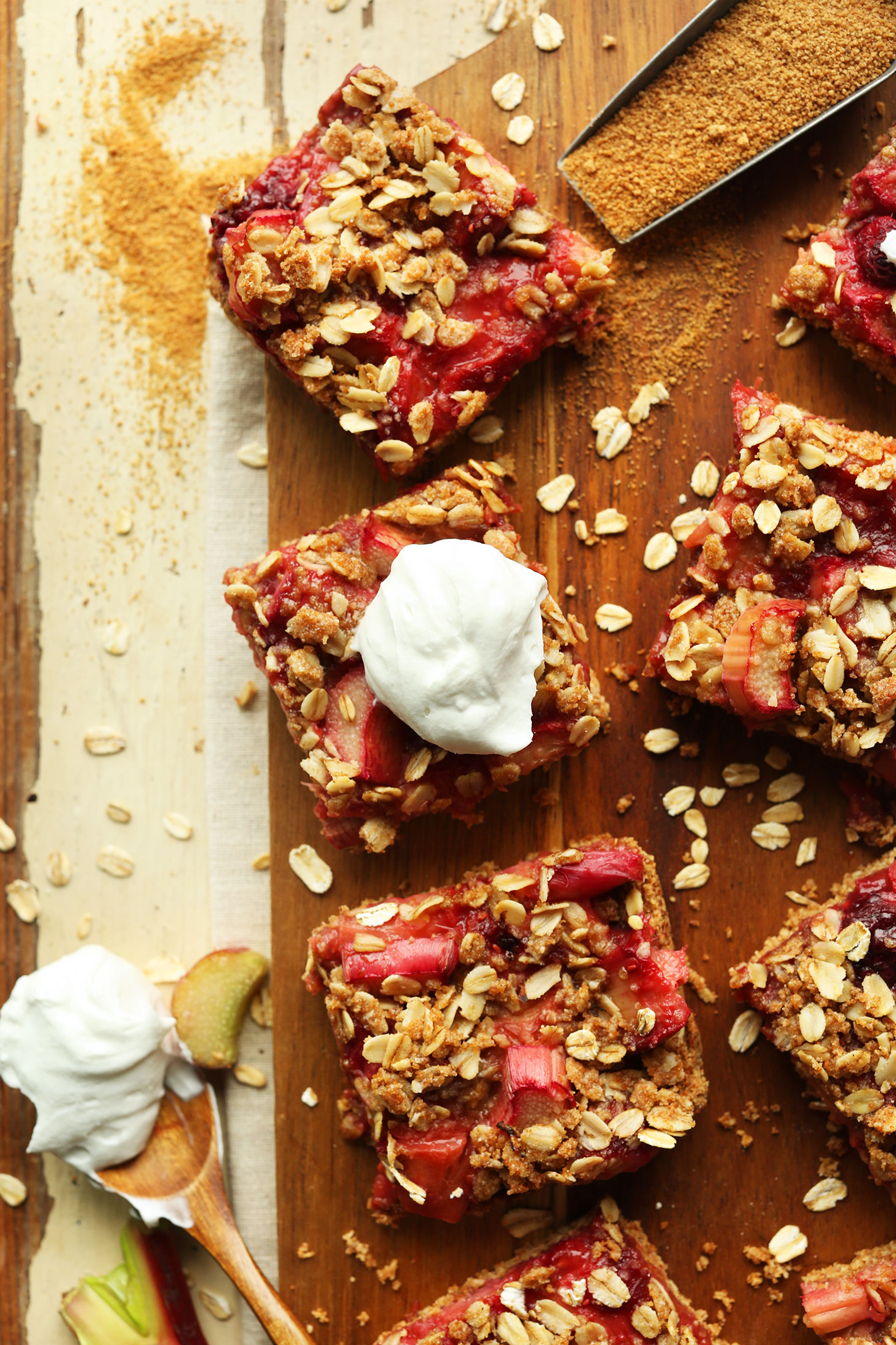 Strawberry Crumble Rhubarb Bars