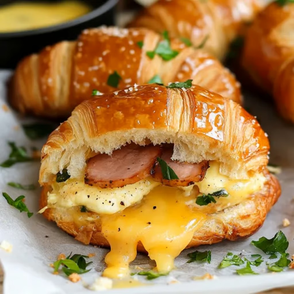Delicious Maple-Dijon Breakfast Croissant Sandwiches with Eggs and Bacon – Recipe By Me