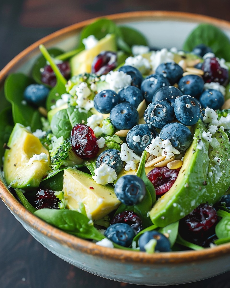 Blueberry Broccoli Spinach Salad