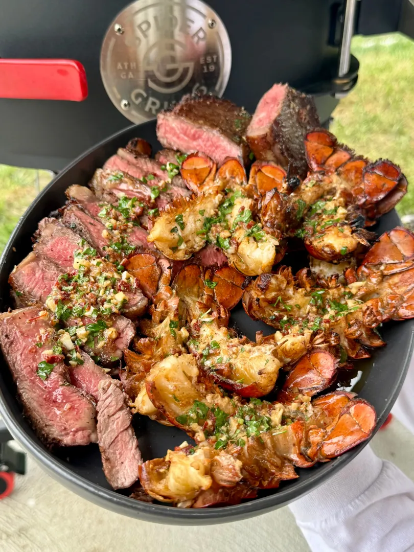 Chipotle Garlic Butter Basted Steak and Lobster (Surf and Turf on the Grill)