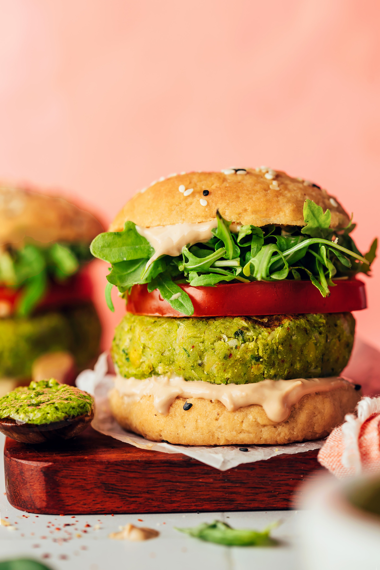 Pesto Veggie Burgers with Balsamic Aioli