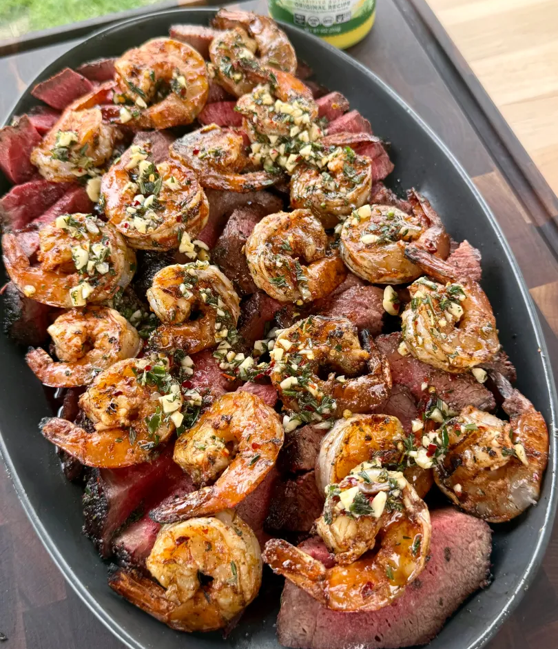 Surf and Turf with Garlic Herb Ghee Compound (Picanha & Shrimp)