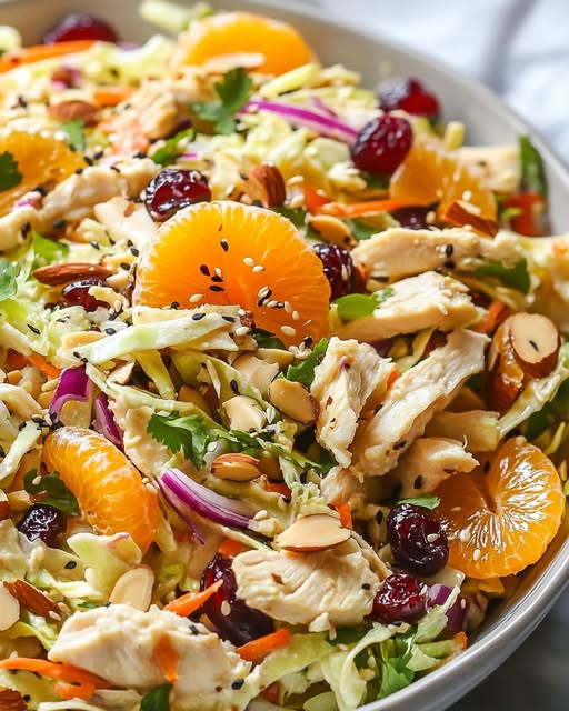 Chicken Coleslaw Salad with Ginger Sesame Dressing