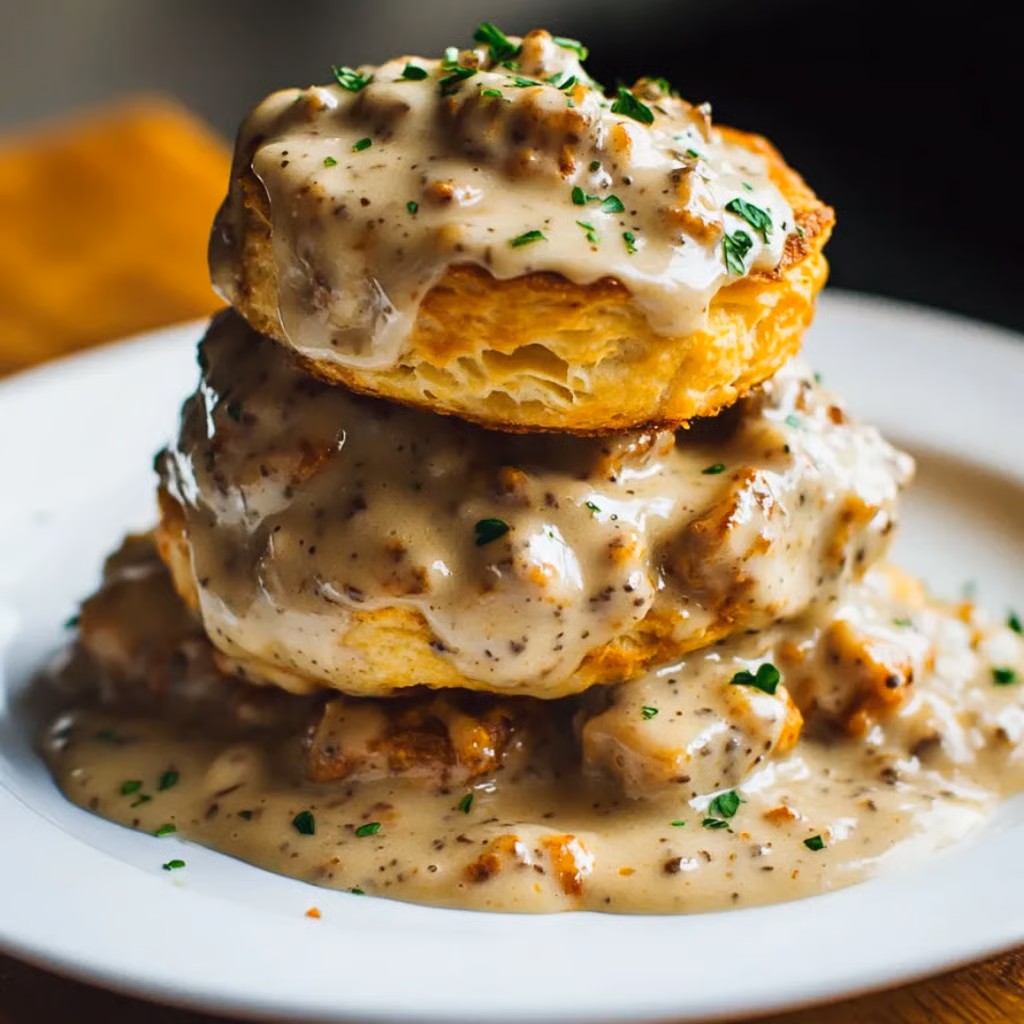 Cheddar Cayenne Biscuits & Gravy