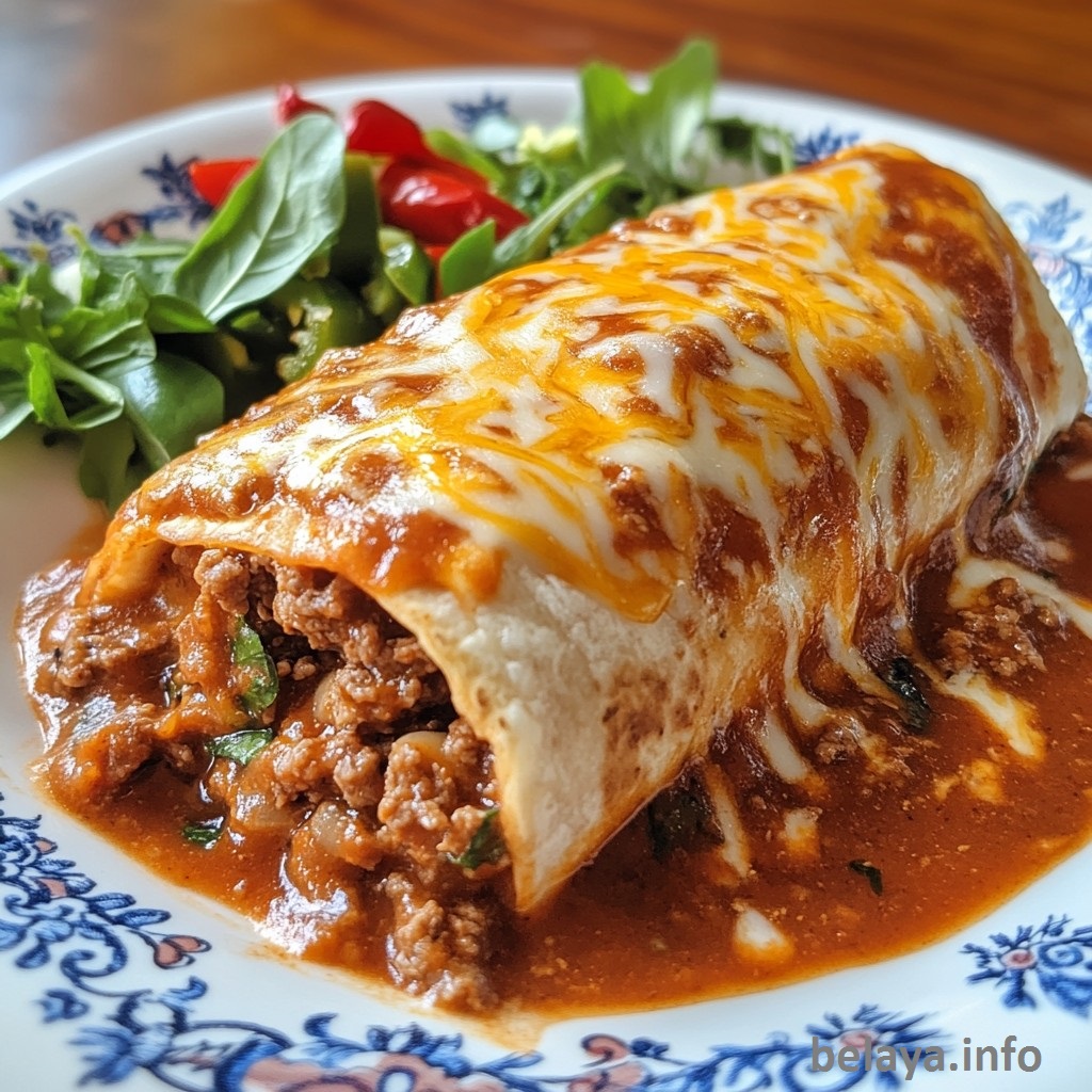 Beef and Bean Burritos Smothered with Red Chile Chimayo