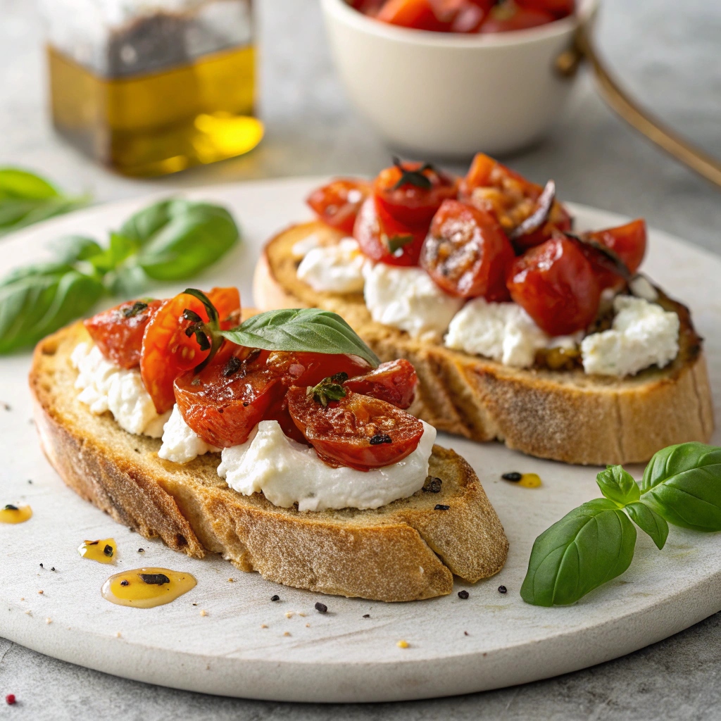 Roasted Tomato with Ricotta Bruschetta