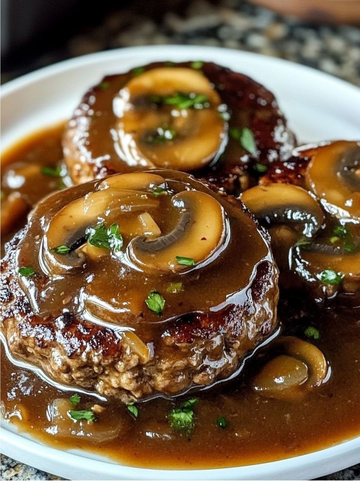 Salisbury Steak Meatloaf with Mushroom Gravy