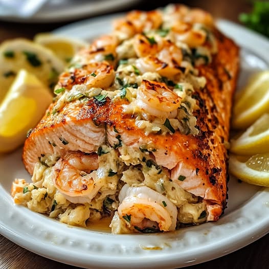 Crab & Shrimp Stuffed Salmon