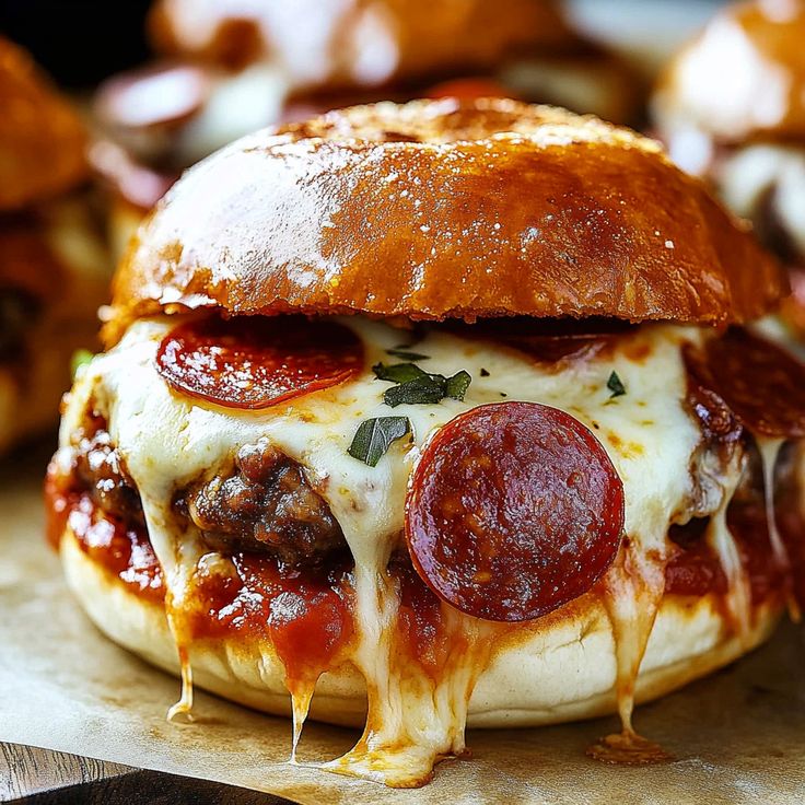 Juicy Burgers with Cheese and Pepperoni Mashup