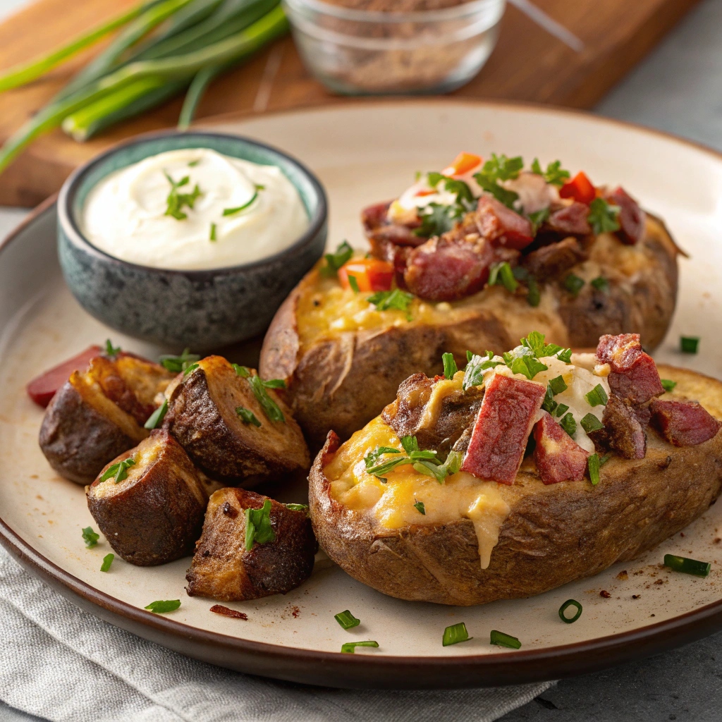 Steak bites loaded  baked potatoes